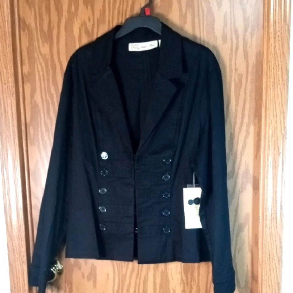 I.Q. Authentic Brand Elegant Black Women's Jacket, Festival, Retro, Grandma Core - Picture 1 of 13